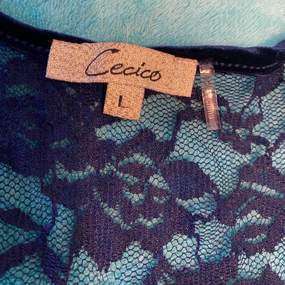 Navy Blue Long Sleeve Velvet like Dress - Picture 9 of 14